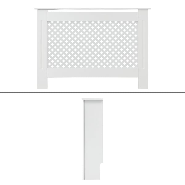 ECD Germany radiatorbeklædning med bikagemønster 112x19x82 cm hvid lavet af MDF lakeret til soveværelse stueopvarmning beklædning radiatorafdækning
