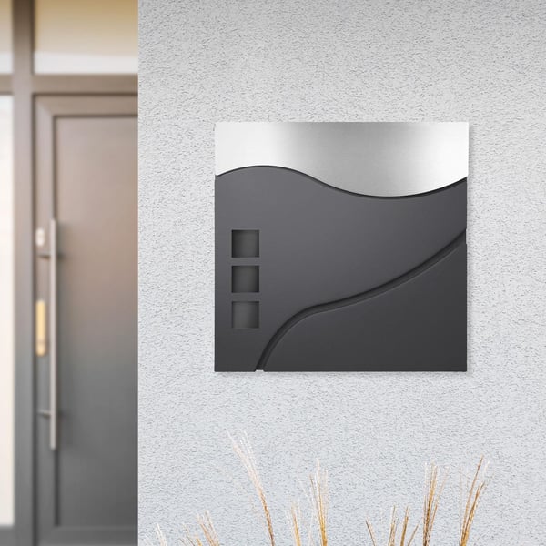 ECD Germany moderne design brevkasse med avisrum 37 x 10,5 x 36,5 cm antracit / sølv rustfrit stål synsvindue 2 nøgler og monteringsmateriale - væg