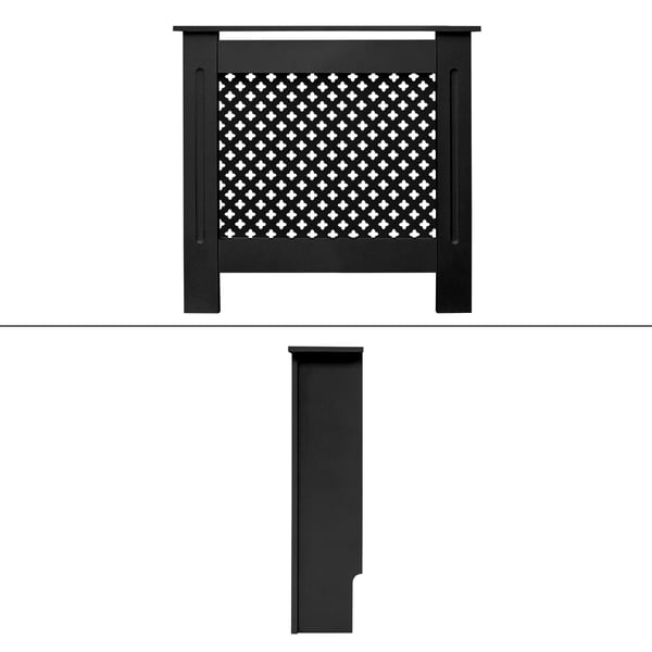 ECD Germany radiatorbeklædning med bikagemønster 78x19x82cm sortlakeret fra MDF til soveværelse stueopvarmning beklædning radiatorafdækning