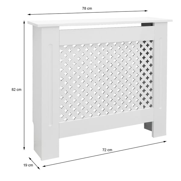 ECD Germany radiatorbeklædning med bikagemønster 78x19x82 cm hvidlakeret fra MDF til soveværelse stue - opvarmning beklædning radiator cover