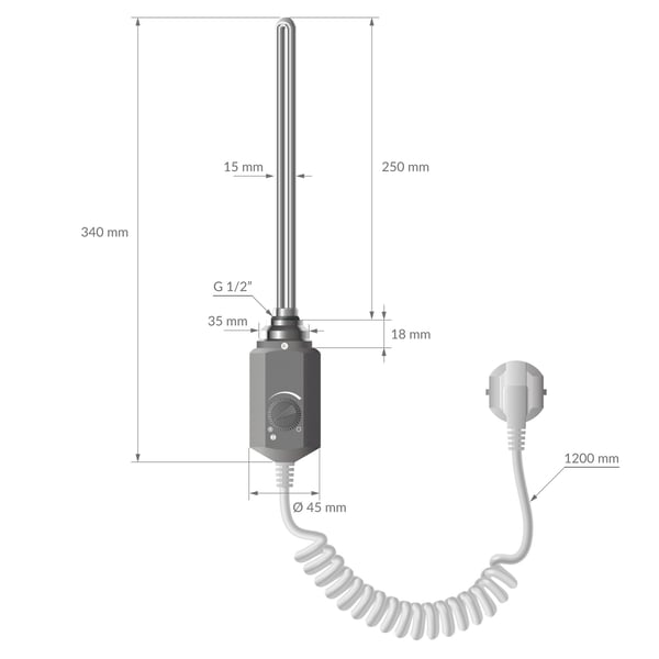 Køler Håndklæde ECD Germany Model Sahara 600 x 800 mm lige antracit med side håndklædeholder forbindelse