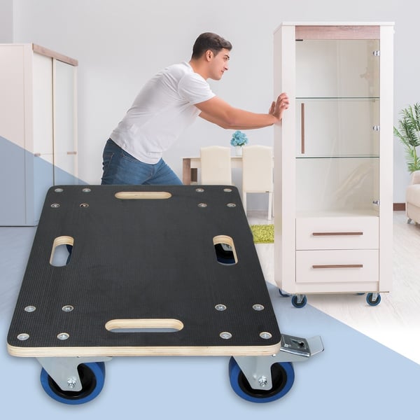 ECD Germany transportrulle med 2x parkeringsbremse 40 x 60 cm op til 800 kg silketrykplade - PP hjul rulletavle møbler rulle transporthjælp til at