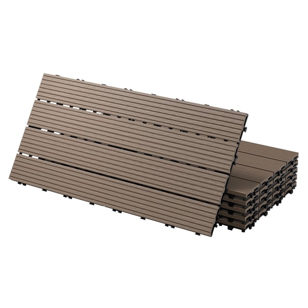 ECD Germany WPC terrassefliser 60x30cm 28-delt sæt til 5m ² mørkebrunt i træ kig efter havebalkongulve med dræning og kliksystem terrassebord