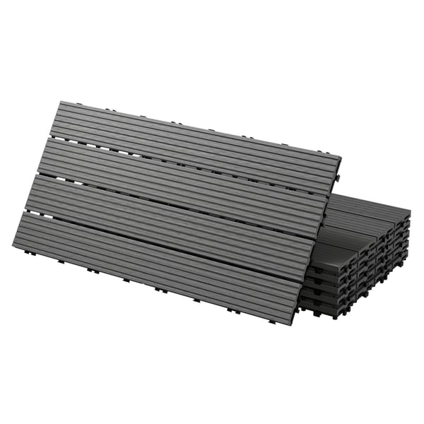 ECD Germany WPC terrassefliser 60x30 cm 28-delt sæt til 5m² antracit i træ kig efter havebalkongulve med dræning og kliksystem terrassebord