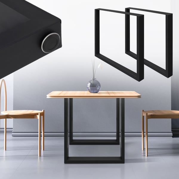 ECD Germany 2-delt bordben - 60 x 72 cm - lavet af pulverlakeret stål - sort industrielt design - bordrammesæt, bordskinner, bordfødder, bordfod