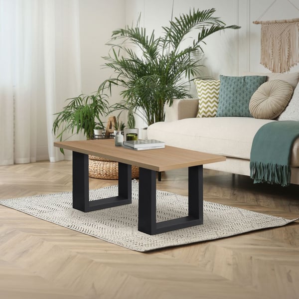 ECD Germany 2-osaiset pöydänjalat - 40 x 43 cm - valmistettu jauhemaalatusta teräksestä - musta - teollinen muotoilu - pöydän runkosetti,