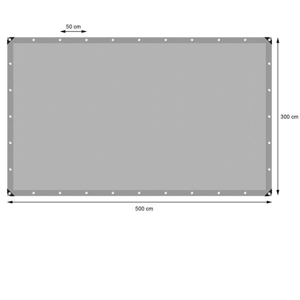 ECD Germany presenningsstof presenning med øjenlåg 3x5m 15m² 260g / m² grå lavet af polyethylen skimmelbestandig vandtæt, rivebestandig beskyttende