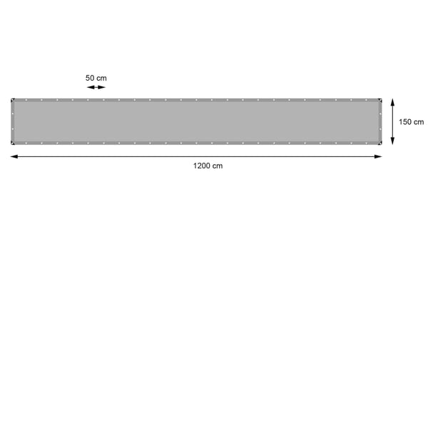ECD Germany presenningsstof presenning med øjenlåg 1,5x12m 18m² 260g / m² grå lavet af polyethylen skimmelbestandig vandtæt tårefast beskyttende