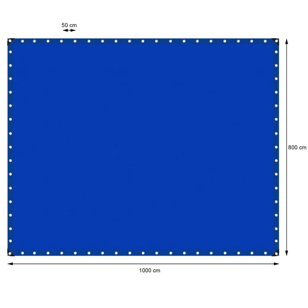 ECD Germany presenningsstof presenning med øjenlåg 8x10m 80m² 260g / m² blå lavet af polyethylen skimmelbestandig vandtæt rivefast beskyttende