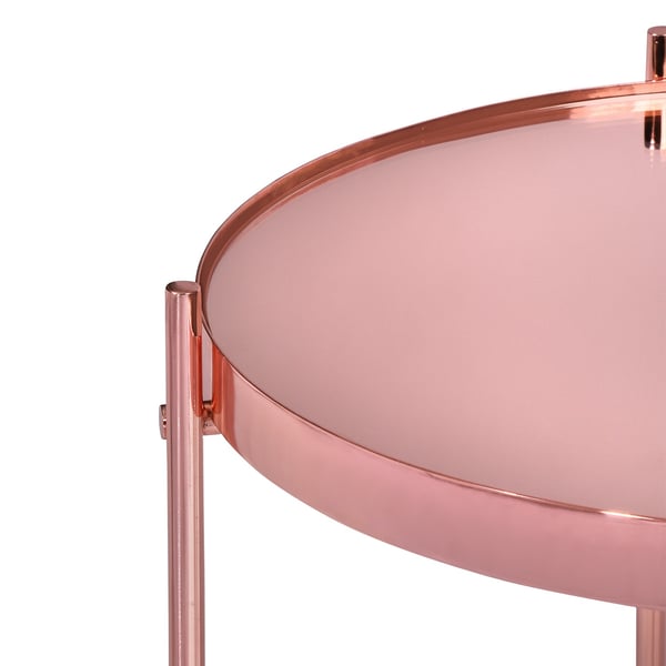 WOMO-DESIGN design sidebord Ø43x45 cm i kobberstuebord, rundt sofabord, moderne glasbord, ædle sofabord metalcoatet