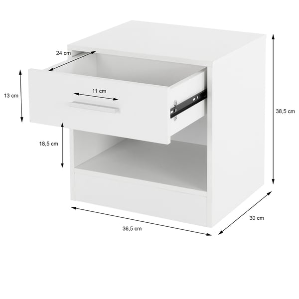 ML-Design sengebord hvid med skuffe bedside brystet af spånplader tabel Schlichter sengebord 36x29x38 cm (BxHxD) passer til enhver bed & soveværelse