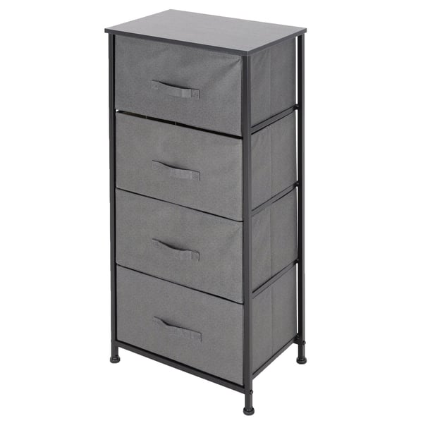 ML-Design skuffeskab, kommode fremstillet af stof med fire skuffer, 45x30x94 cm, grå, sort metal hylde / MDF-plade, hyldesystem Tøj opbevaring skuffe