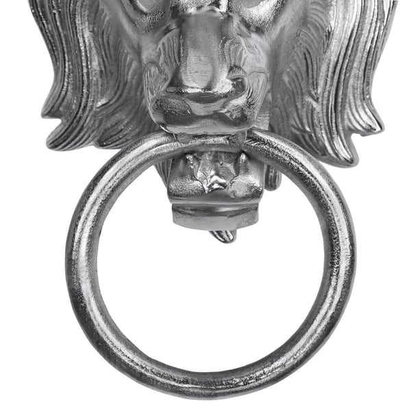 WOMO-DESIGN håndklædeholder med løvehoved motiv lavet af forniklet aluminium, sølv, (B x H): 10 x 31 cm, designer Lion hovedet Lion