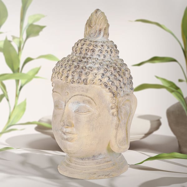 ECD Germany Boeddha hoofd beeld 74,5 cm-gemaakt van polyresin - bronzen look-voor yoga,feng shui of meditatie kamer-huis,flat &tuin-binnen/buiten- decoratie deco beeldhouwwerk figuur tuin figuur