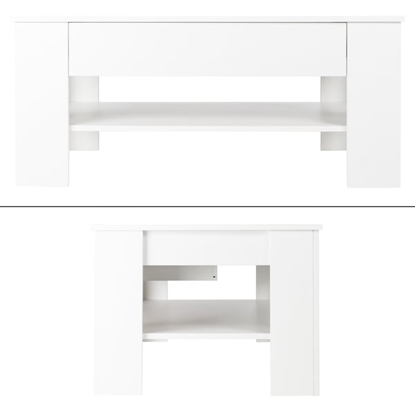 ML Design sofabord med 1 skuffe og hylde, 110×65×48 cm, spånplader, hvid, robust og ridsefast, moderne sidebord stue bord hud sofabord bordmøbler
