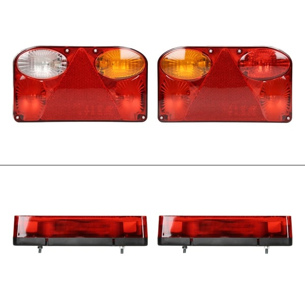 ECD Germany Taillights sat til vedhæng - 12V - med E11 testmærker - Wired med 13 pin stik - 5m kabel-Vandtæt-Hale Light Trailer Lighting baglygter