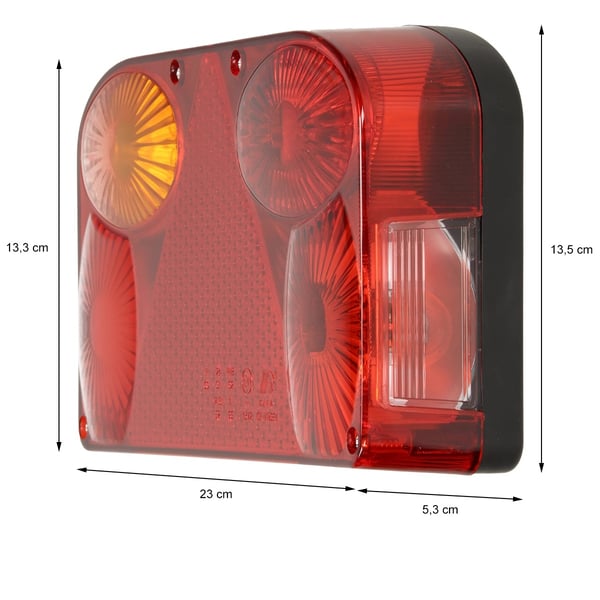 ECD Germany Taillights sat til vedhæng - 12V - med E11 testmærker - Wired med 13 pin stik - 5m kabel-Vandtæt-Hale Light Trailer Lighting baglygter