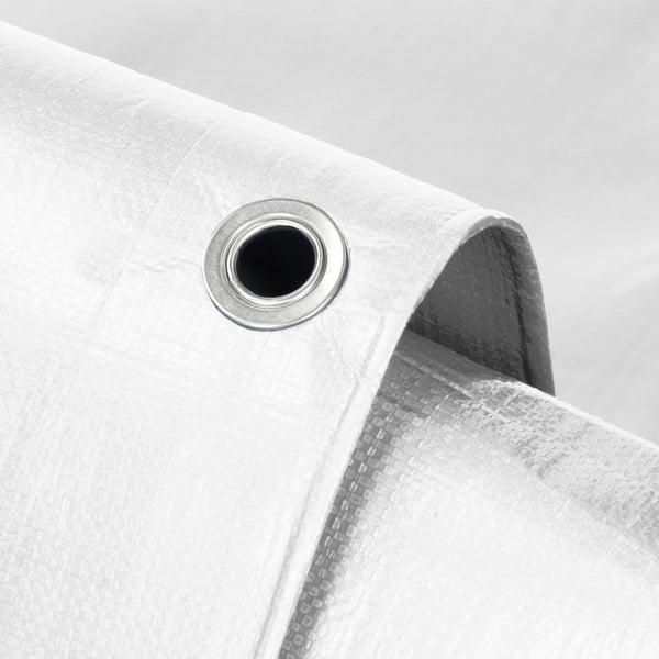 ECD Germany dækker flyvevævsplan med eyelets 2x3 m 6m² 180g / m² hvid lavet af polyethylen skimmelsbestandig vandtæt tearfast beskyttelsesplan