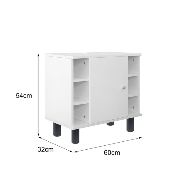 ML Design håndvask kabinet hvid 60x54x32 cm, håndvask kabinet med dør og 6 formationer, masser af opbevaringsplads, håndvask kabinet lavet af MDF træ