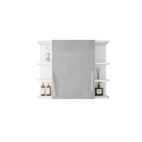 ML Design Mirror Cabinet til badeværelse Hvid 80x64x21cm, badeværelse skab med spejl, dør og 8 hylder, masser af opbevaringsplads, badeværelse skab
