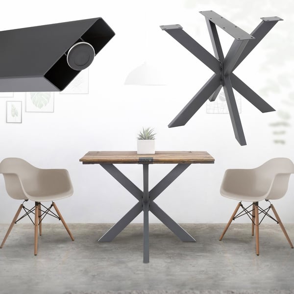ML Design Table Frame Spider 85x71x85cm, antracit, Cruising Cross X-Design Bord Fødder Møbler Fødder, Heavy Duty Table Pude Stål, Metalbord Layer