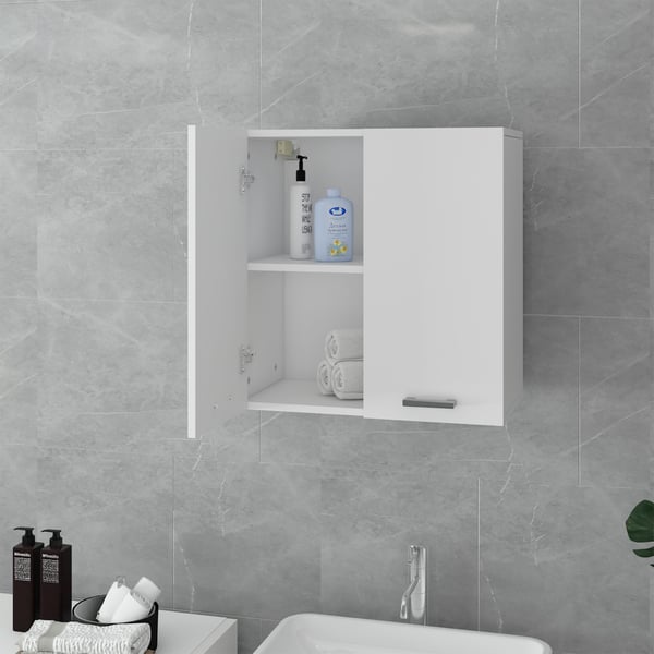 ML Design badeværelseskabe hvid 60x60x31cm, badeværelse skab 2-dørs med 1 hylde, masser af opbevaringsplads, lavet af MDF træ, vægskab til badeværelse