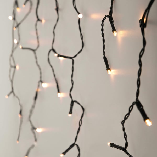 ECD Germany LED Light Curtain 6m 180 lämpimät valkoiset LEDit, jäätelöä johtoa