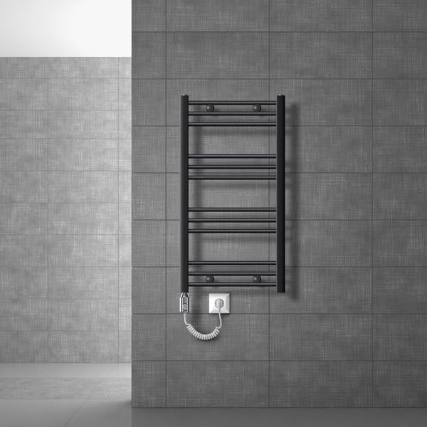 ECD Germany Elektrisk Håndklædetørrer ECO 500 x 800 mm Antracit lige med sideforbindelse inkl. Varmelegeme 300W Krom - Radiator Varme Håndklædetørrer
