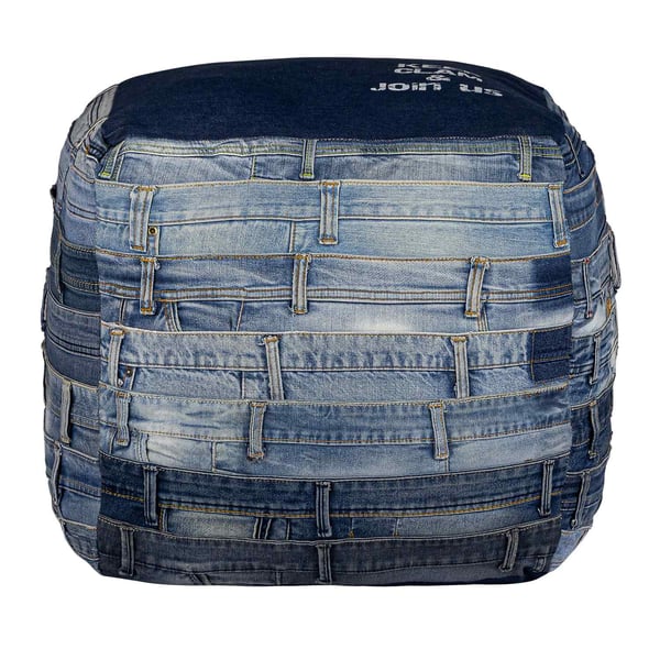 WOMO-DESIGN osmannisk puf osmannisk osmannisk jeans Pittsburgh skammel osmannisk håndlavet stue pouf 45 cm