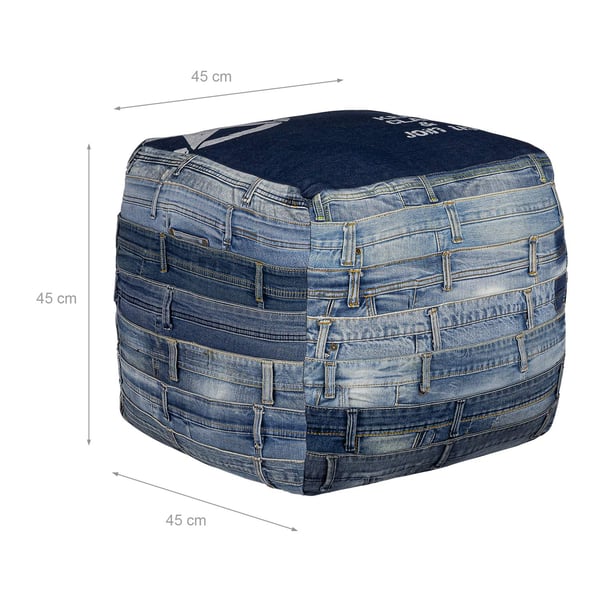 WOMO-DESIGN osmannisk puf osmannisk osmannisk jeans Pittsburgh skammel osmannisk håndlavet stue pouf 45 cm