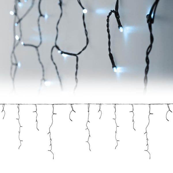 Ecd Germany LED lys gardin 6m 180 kold hvide lysdioder, isklikel fe lys LED Fairy Lights Curtain Christmas Frysning gardin, IP44 Vandtæt