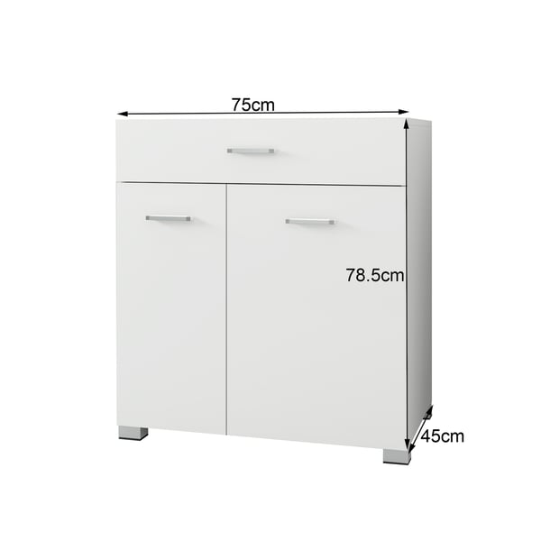 ML Design Vaskeriskab med 2 udflugter Tøjposer, Hvid, 75x78.5x45 cm, Vaskeri Samler med skuffe