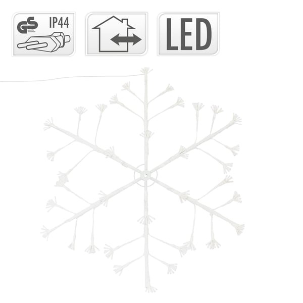 ECD Germany LED Snowflake med 288 Varmt hvide LED'er, 87cm, dekorative hængende julelys til indvendig / udenfor, IP44 Vandtæt