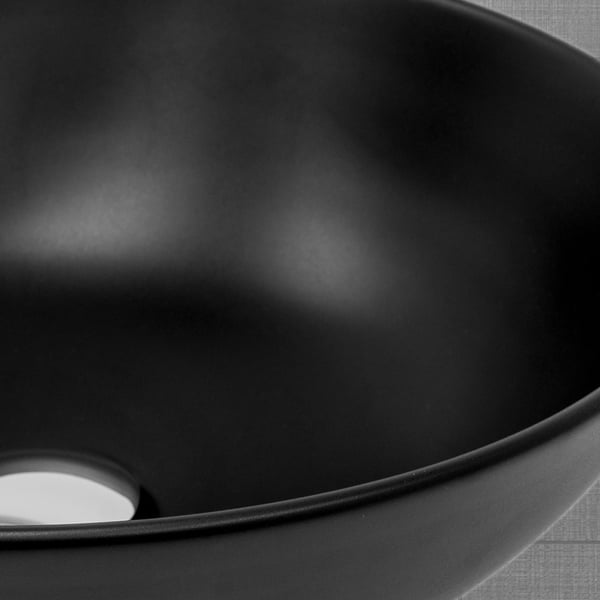 ML-Design keramisk vask i sort matte, Ø 32x13.5 cm, rund essay bassin, moderne forfængelighed, vaskeskål med afløbshul, vask område hånd håndvask