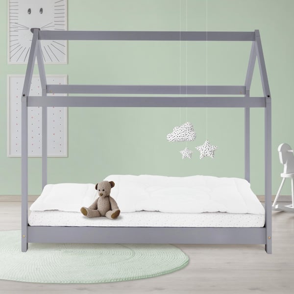 ML Design Pinnasänky 80x160cm katolla ja slotted runko, talonpohja tytöille ja pojille, lasten talo kiinteästä mäntypuusta, tukeva nuori sänky