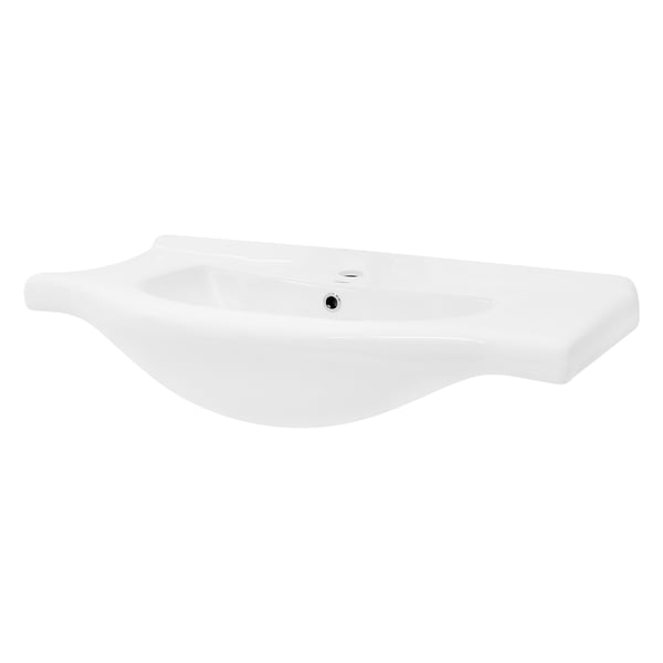 ML Design Keramisk handfat Vit 86x21,5x51,5 cm, inbyggt handfat med kranhål och överflöde, Top Basbinin Inbyggd handfat Tvättskål Tvättplats handfat
