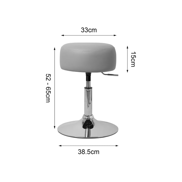 ML Design Make-up-stol Lysegrå af forkromet stål, sædefangst Østr 33cm, toiletbordstole Højde justerbar 52-65cm, roterbar, anti-slip