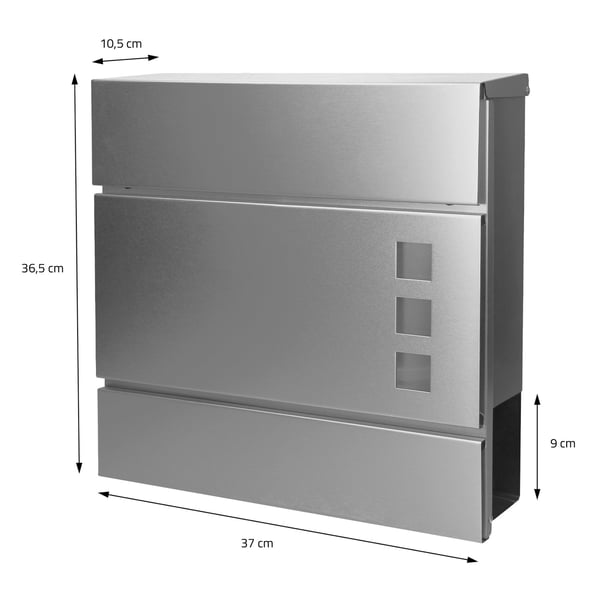 Brevkasse med avisrum 37x10,5x36,5 cm antracit rustfrit stål inkl. brevkasseholder