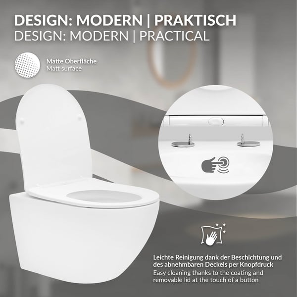 Flush randløst væghængt WC lang Hvid mat af Duroplast