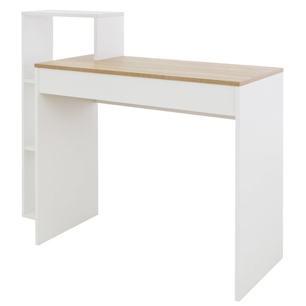 Skrivebord med hylde 110x72x40 cm Hvid/Sonoma Eg Træ ML Design