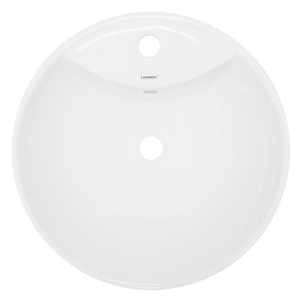 ECD Germany design håndvask håndvask Ø 455 x 185 mm inkl. Affaldssæt til håndvaske med overløb - keramisk rund hvid bordplade håndvask håndvask