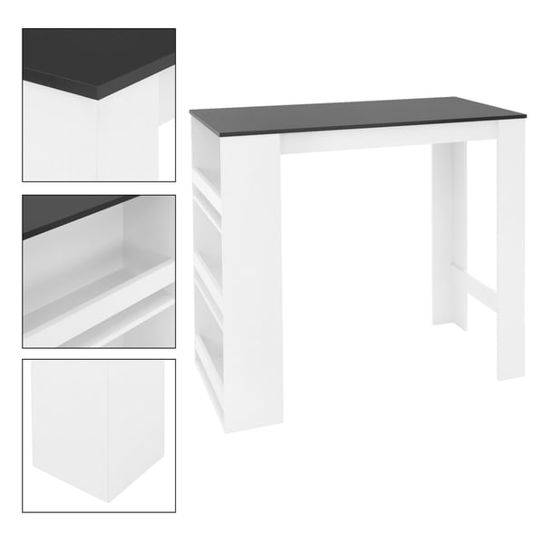 Baaripöytä 3-tasoisella hyllyllä 117x106x57 cm Valkoinen/Antrasiitti puusta ML-Design