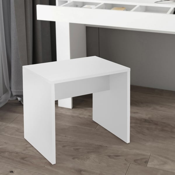 Pukeutumispöydän jakkara 40x36x41 cm valkoinen lastulevy ML Design