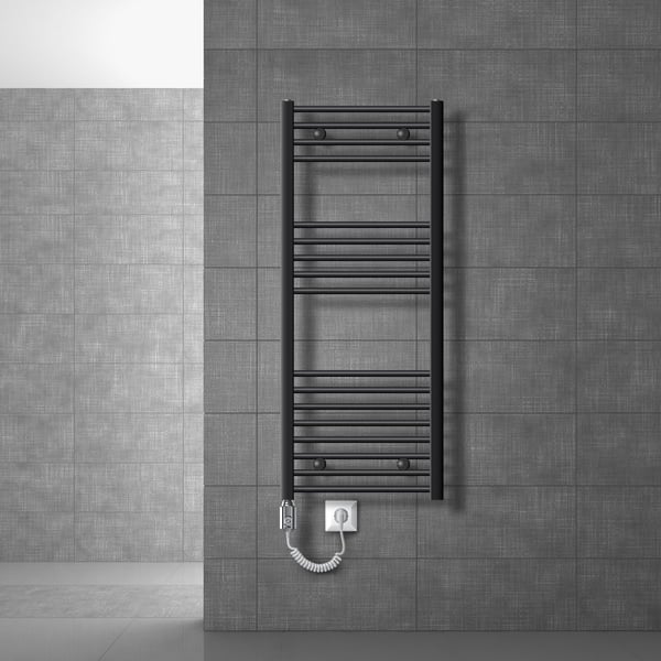 Badeværelsesradiator Sahara 500x1200 mm antracit buet med sidetilslutning