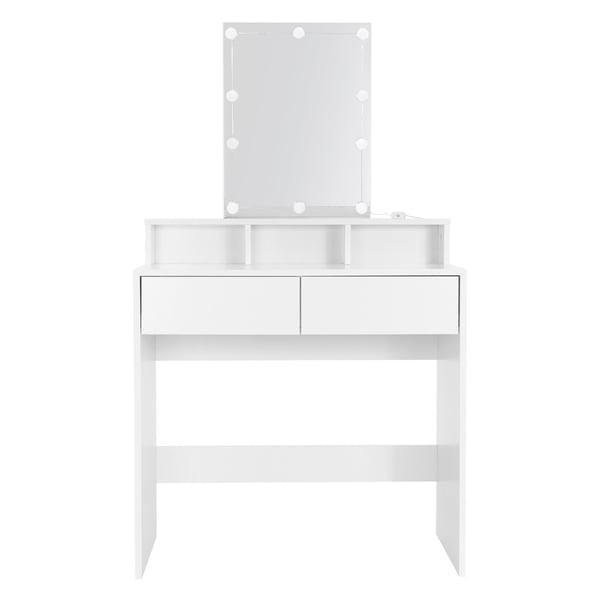 Påklædningsbord med LED-belysning 80x40x140 cm hvid spånplade ML-Design