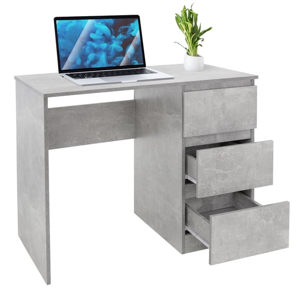 Skrivbord med tre lådor 90x76x50 cm Grått trä ML-Design