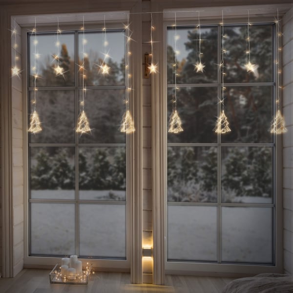 LED-lysgardin med 138 varmt hvide LED'er 220 cm inkl. timer