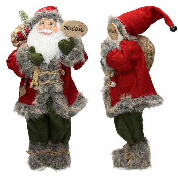 ECD Germany Santa Claus fra Polyresin, 22x14x47cm, rød, grøn, vinter, bordindretning, vinterindretning, jul, figur, dekoration, santa claus, nicholas