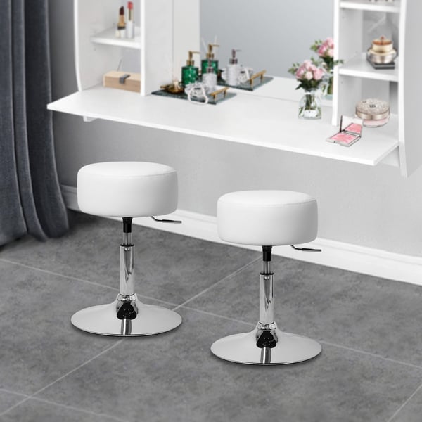Taburet Ø 33 cm Hvid Forkromet stål ML Design
