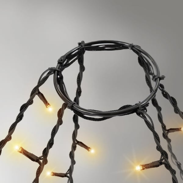 ECD Germany Flagpole Fairy Lights, 10 tråde på 8 meter med 360 LED i varm hvid til træer, inkl. 10 Huringen og 10 Kabelbindere, Sort, IP44, Udenfor